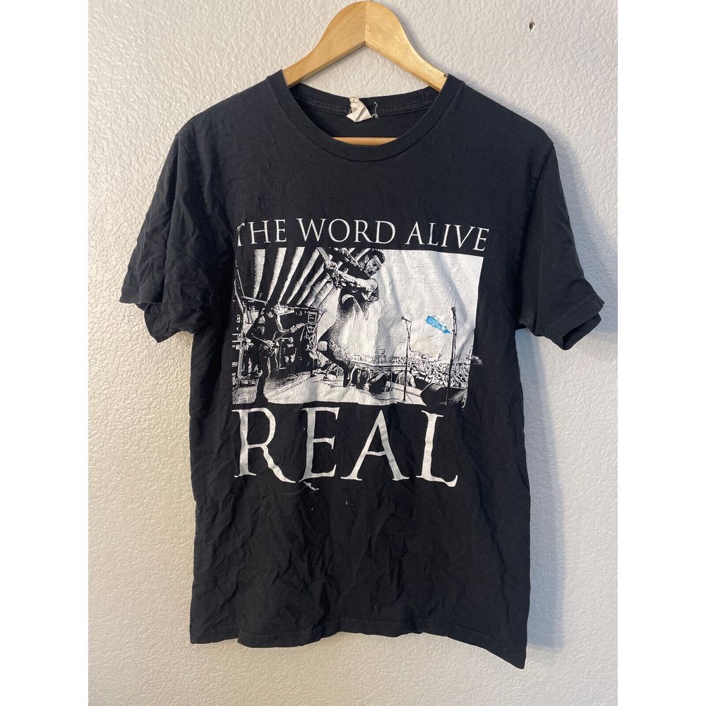 VTG Bay‎ Island The World Alive Band Real Band Shirt Men's Large Stains